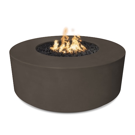 The Outdoor Plus 54 Round Florence Fire Pit - GFRC Concrete - Chocolate - Match Lit - Natural Gas OPT-FL54-CHC-NG